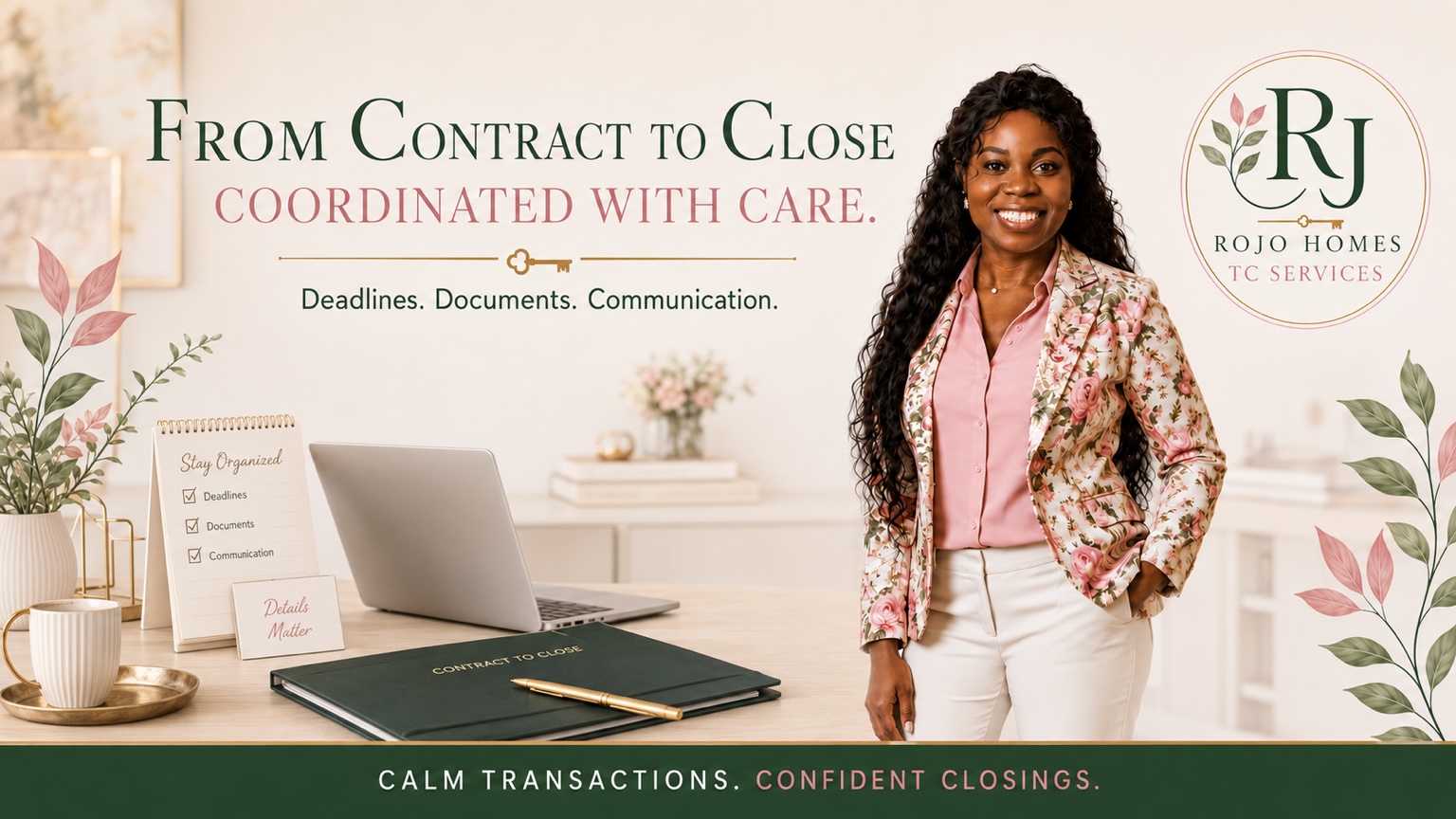 Josette Nedohon of RoJo Homes TC Services in a coordinated office setting